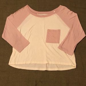 PacSun: Pink Cropped Baseball Tee